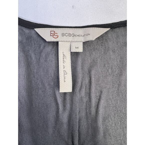 VTG BCBG Max AZRIA Sheer black blouse Size M lace cut out trim Wimsigoth - Picture 9 of 9